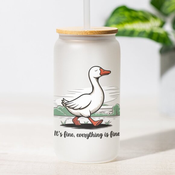 It’s Fine Everything Is Fine Tumbler, Silly Goose Design, Anxiety Coffee Mug - Picture 1 of 7